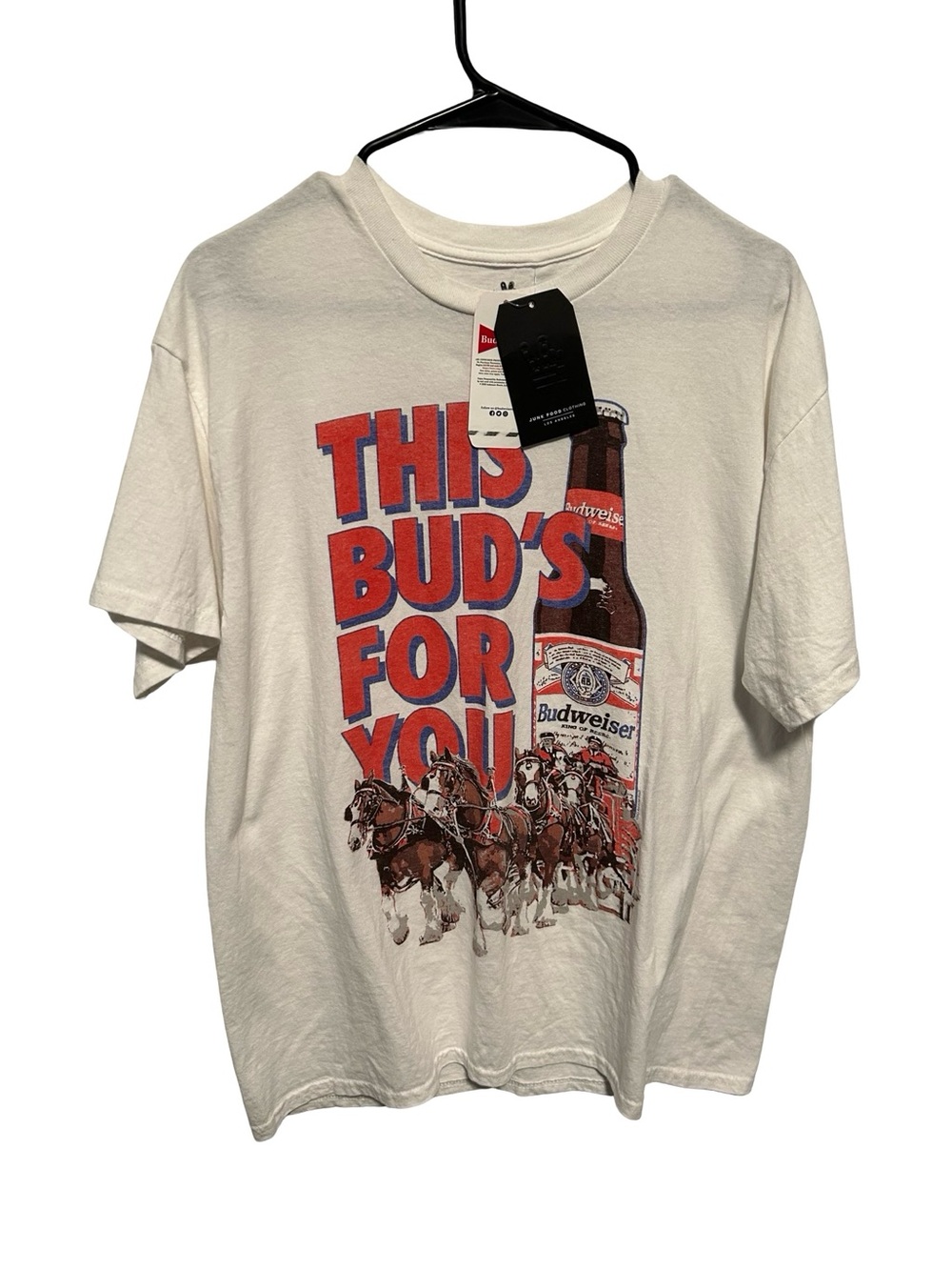 Junk Food Clothing White Short Sleeve Tee with Red & Blue Graphic